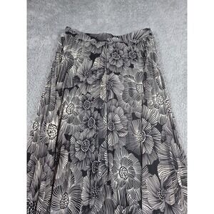 Spring Flowy Black White Floral Maxi Skirt Womens XS Graphic Print Lined Express